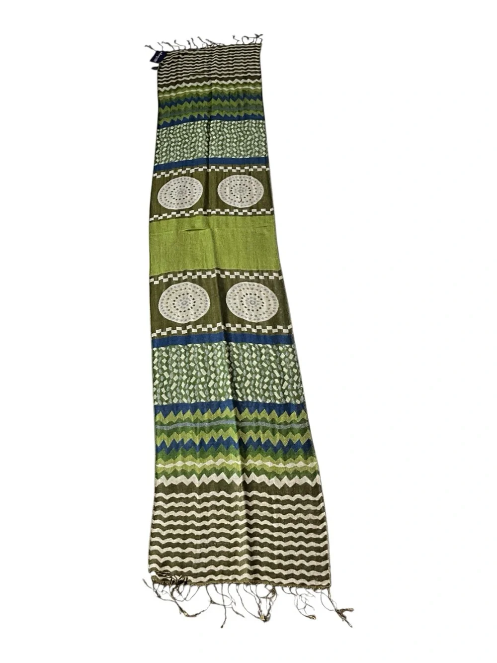 NWT Viva Designs Oblong Scarf Acrylic Viscose Geometric Fringe